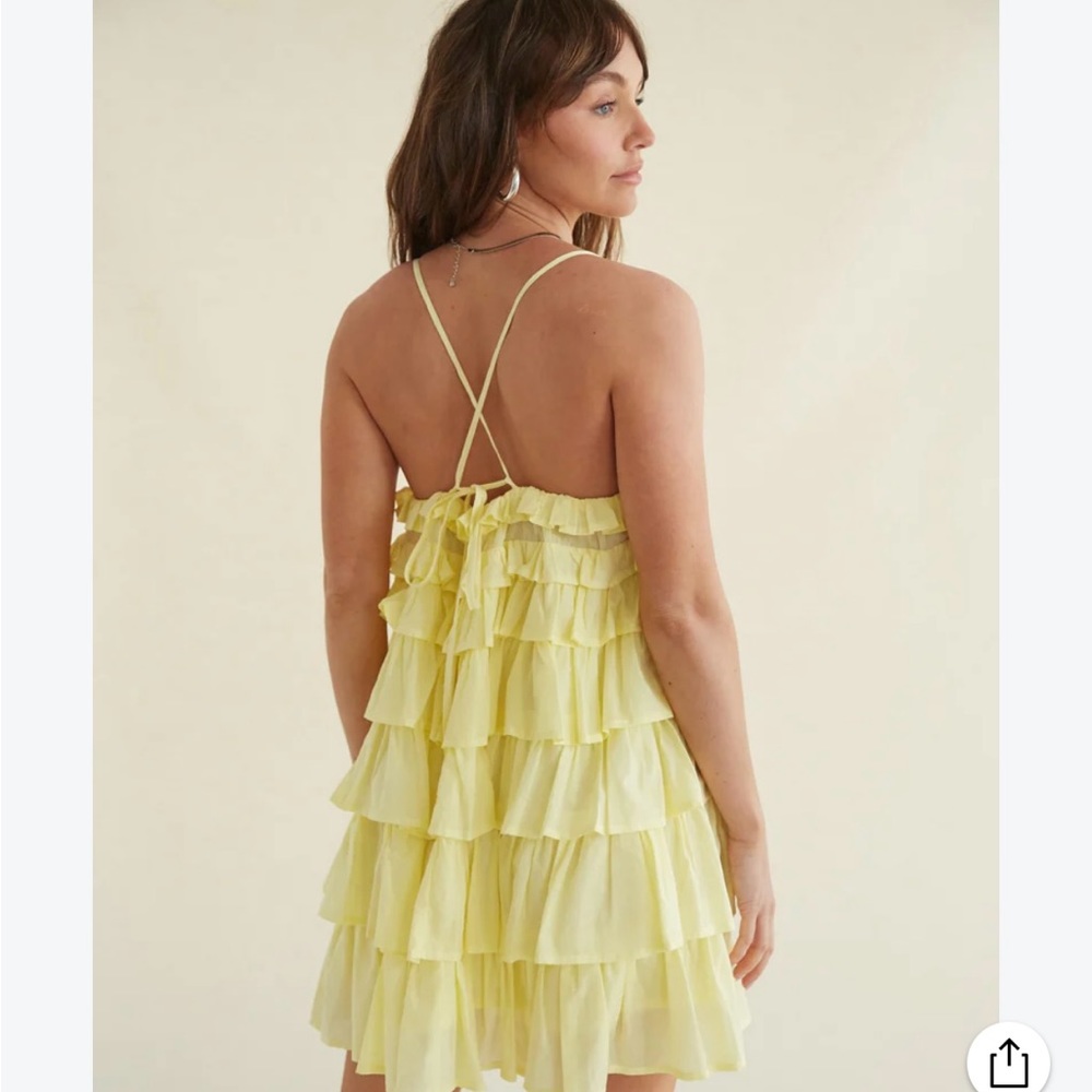 AT- yellow ruffle mini dress